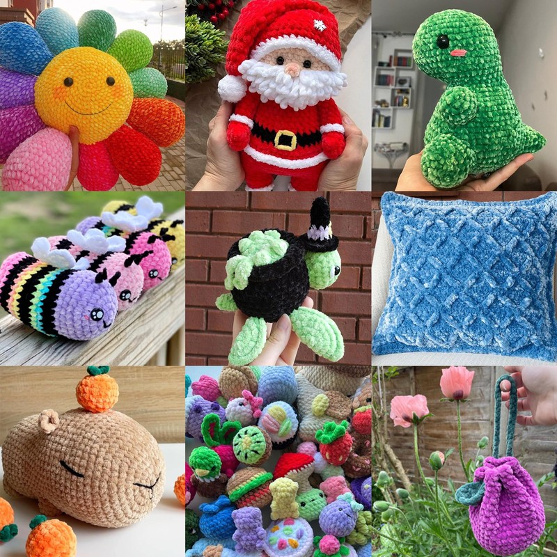 Velvet Chenille Yarn for Crocheting White Coffee Fluffy Plush Thick