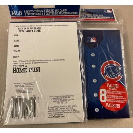 Chicago Cubs Party Invitations and Thank You Cards 2pks of 8pcs Total of 16 each