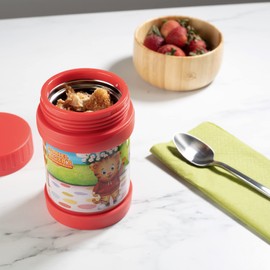 Daniel Tiger's Neighborhood Stainless Steel 13 oz Food Jar for Kids, Red -Double Wall Insulated, Leak-Proof thermos Jar Keeps Liquids & Food Hot or Cold for Hours-Fits Inside All Lunch Boxes & Bags