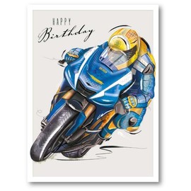 Noel Tatt General Male Birthday Card for Men - Sporty Motorbike with Embossed Details - Eco-Friendly & Recyclable