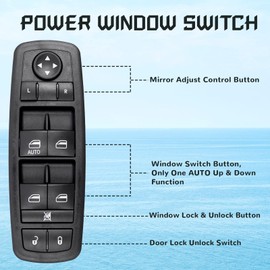 Master Power Window Switch, Driver Side 8 + 13 Pins, Replacement for 2011-2016 Do-dge Journey, 68084001AB, 68084001AC, 68084001AD, DWS1893