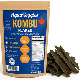 Aqua Veggies Organic Whole Leaf Kombu – Vegetables for Keto, Paleo, Vegetarian & Vegan Diets – Sweet Seaweed Gluten Free Products 1oz Bag