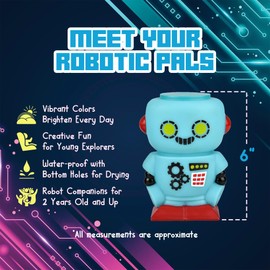 6" Turquoise Rubber Robot Toy Set, 10 Pcs Robot Toys, Cute Mini Robot Toys for Kids 3-5 Years, Great Toddlers Toy for Bath, Pool, Beach and Indoor play, Classroom Gifts for Students (#01 Turquoise)