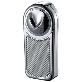 Visol Dobrev III Chrome and White Carbon Fiber Triple Torch Flame Cigar Lighter