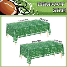 PHOGARY 3 Pack Green Grass Tablecloth, Football Party Decorations Disposable Plastic Touchdown Tablecover for Sport Birthday Party Decorations Gameday Tailgate Supplies, 54 X 108 in