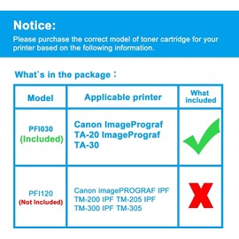 LCL Compatible for Canon PFI030 PFI-030 PFI-030MBK PFI-030BK PFI-030C PFI-030M PFI-030Y (5-Pack,Matte Black,Black,Cyan,Magenta,Yellow) Pigment Ink Cartridge for Canon ImagePrograf TA-20