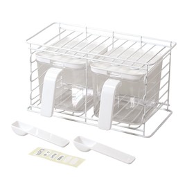 Pearl Metal HC-471 Seasoning Rack, Spice Rack, Includes 2 Stockers, Vertical and Horizontal, White, Blank Kitchen