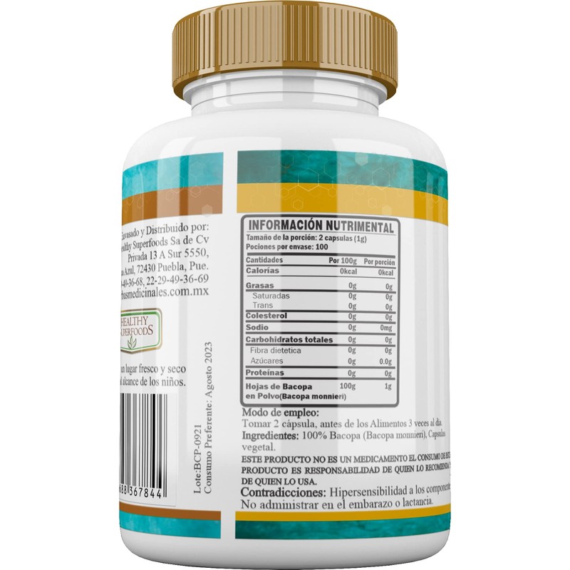 Bacopa Premium 100 Capsulas 500mg Ayurvedic Line