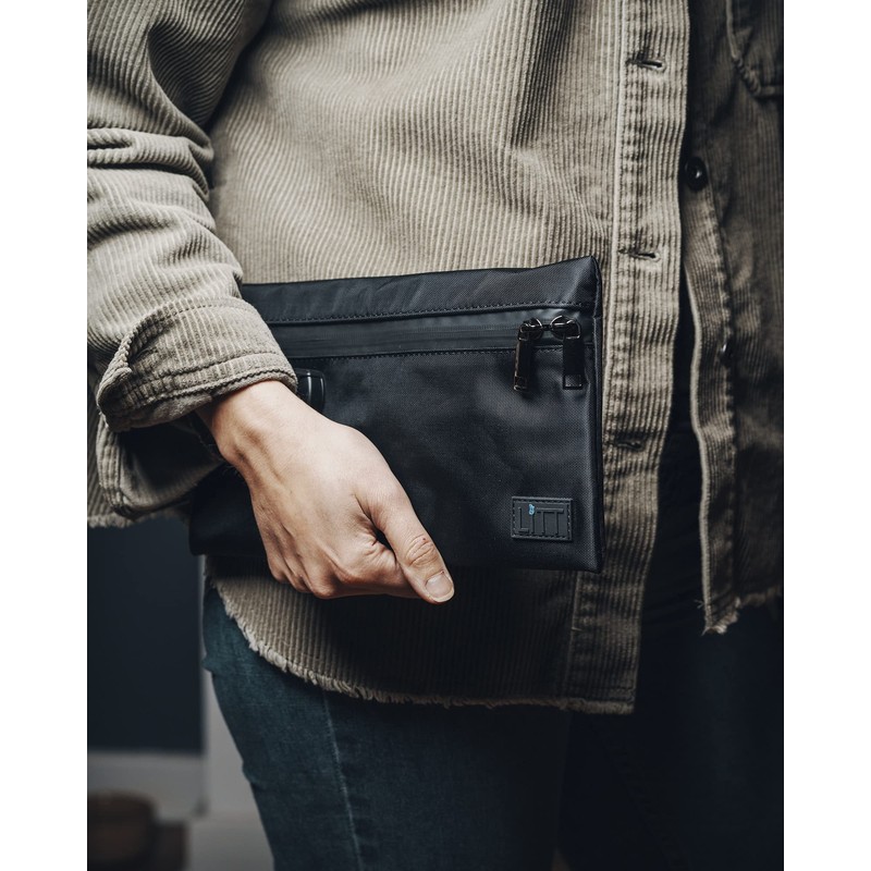 LITT Lockable Smell Proof Stash Bag – Black, Charcoal Lined,