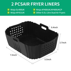 2 Stück HeißluftfritteuseZubehör für Ninja Double Stack XL SL400EU, Silikonform heißluftfritteuse für Foodi Max Dual Zone AF400EU AF300EU 7.6 9.5 L,Air Fryer Accessories BPA-frei