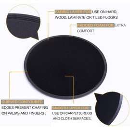 QHFlashbuy Sliding discs, pack of 2 sliders, fitness sliding discs, sport double-sided gliding discs, exercise slider for home, gym, training, abdominal workouts (black)