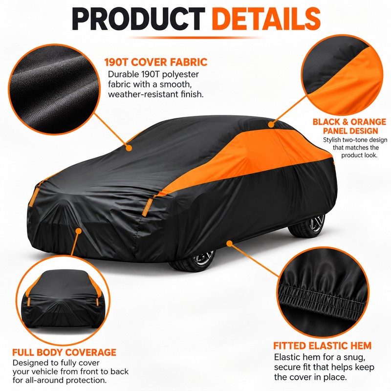Waterproof Car Cover for Outdoor Parking – Full-Body 190T Vehicle