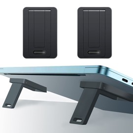 OYE Foldable Laptop Stand, 2 Portable Mini Laptop Stand, Invisible Cooling Laptop Stand, Cooling Office, Universal, Non-Slip, for MacBook Pro Air, Surface Tablets (Black)