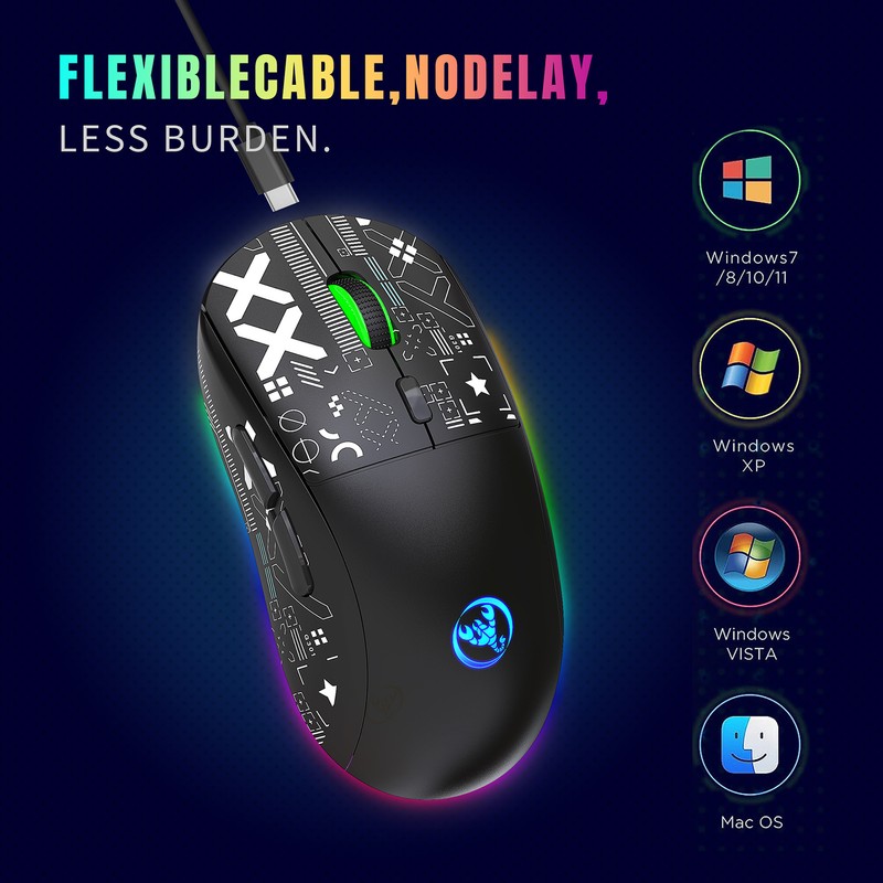 HXSJ Keyboard and Mouse Combo Wired K68 RGB Streamer Mini