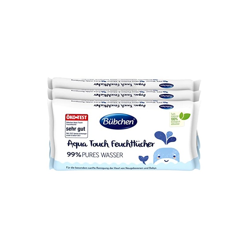 Bübchen Aqua Touch Wet Wipes, 144 Pieces (3 x 48)