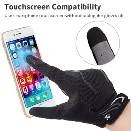 I Kua Fly Cycling Gloves Full Finger Mountain Bike Gloves Gel Padded Touchscreen MTB Gloves for Men Women, Black, S