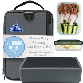 Chillybox Lunch Box - Lunch Box Cooler - Insulated Lunch Boxes - Adult Lunch Box and Cooler Lunch Box - Lunch Bag for Work - Re-Freezable Tray - Lunch Tote Stays Cool for 7 Hours (Refrigerator Grey)