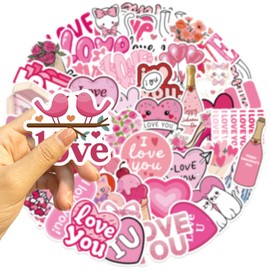 50 Pcs Valentine's Day Love Stickers for Children Teens Girls Boys,Cute Style Stickers for Water Bottles Bicycle,Skateboard,Laptop,Computer,Waterproof Vinyl for Wall,Graffiti Stickers