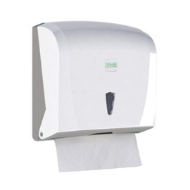 Vialli Paper Towel Dispenser for ZZ and Layered Folded Paper Towels - Modern Hand Towel Dispenser for Folding Towels for Single Sheet Removal, White