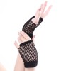 SamHeng Short Fishnet Gloves, 1 Pair Black Pierced Nylon Fingerless