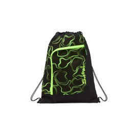 satch Sports bag gym bag for girls and boys with zip compartment, 12 litres, backpack can be fixed, Green Supreme - Black, Sports