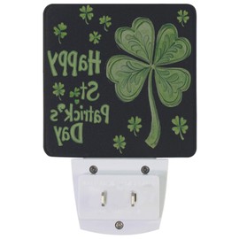 Patricks Day Shamrock Night Light Plug in Set of 2 Elf Hat Green Clover Coin Nightlights LED Auto Dusk-to-Dawn Sensor Lamp for Bedroom Bathroom Reading Kitchen Hallway Stairs Decorative