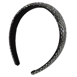 Rhinestone Headband Black Hair Band - Wedding Hair Accessories Sparkling Crystal Hairband Padded Bridal Headband Embellished Fashion Hair Hoops 29312