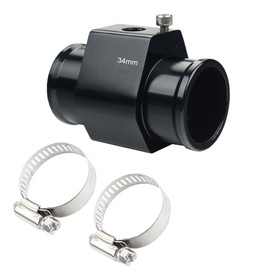 Dewhel Aluminum Black Water Temp Meter Temperature Gauge Joint Pipe Radiator Sensor Adaptor Clamps 34mm