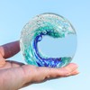Crystal Ball Décor, Hand Blown Glass Figurines Ball Ocean Waves,