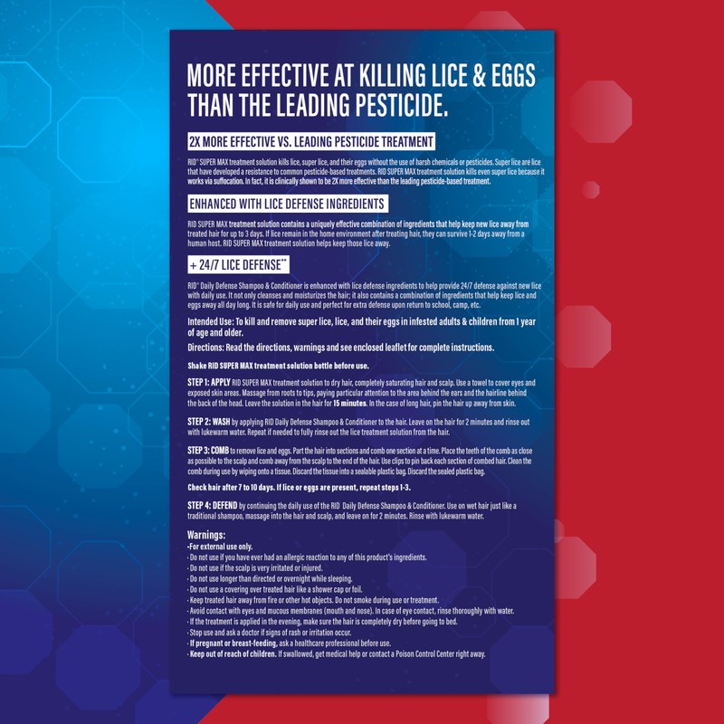 RID Super Max Lice Treatment Kit, Kills Lice & Super