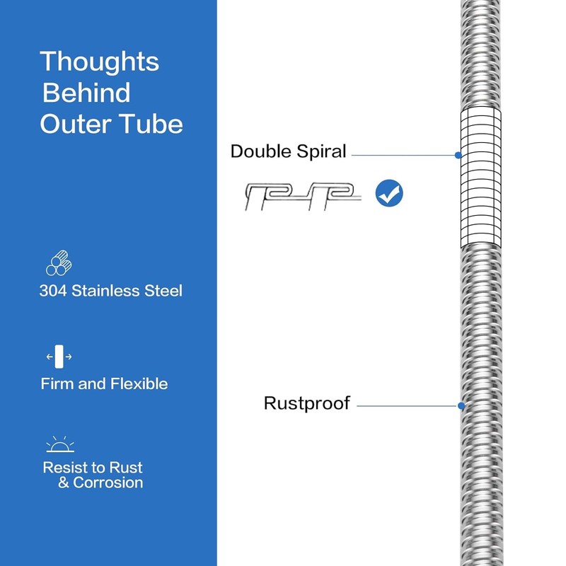 RUMOSE 98 inches Shower Hose Extra Long Stainless Steel Shower