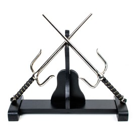 Tiger Claw Kobudo Stand - Sai Kama Display Stand - Black Wooden Stand