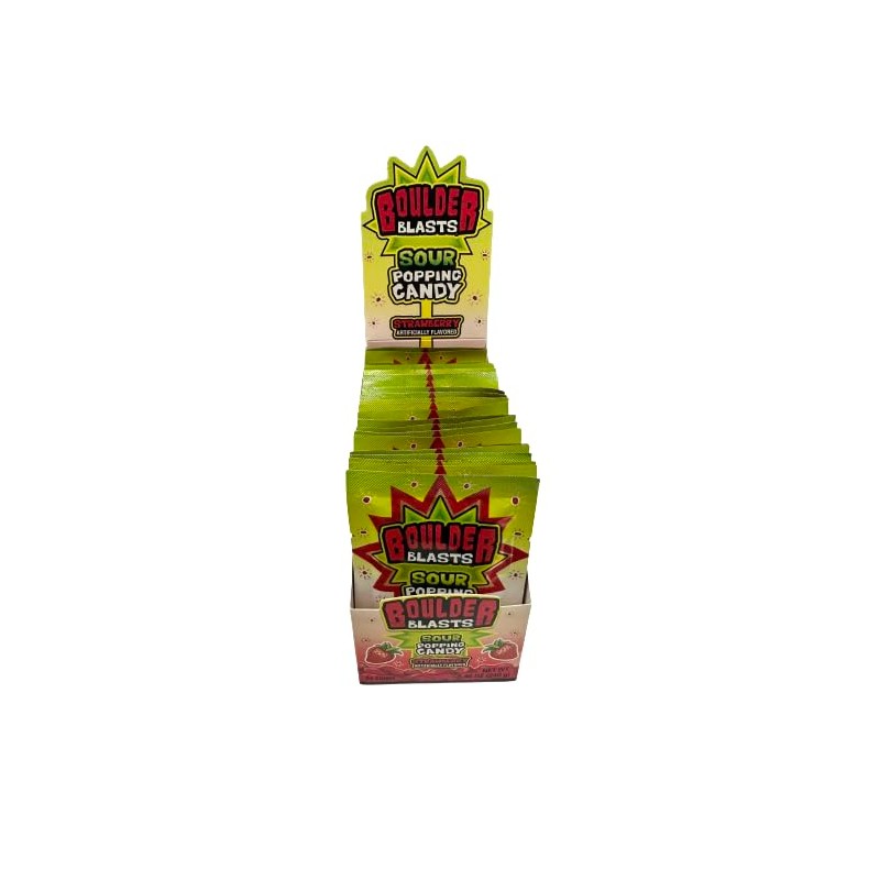 Koko's Boulder Blasts Sour Popping Candy Case of 24 Pouches