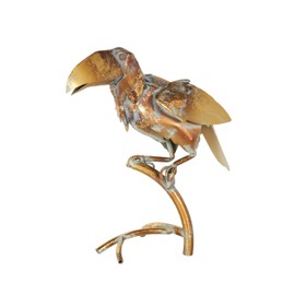 Deco 79 Metal Parrot Decorative Garden Sculpture Patina Garden Statue with Branch Stand, Outdoor Sculpture 7" x 15" x 16", Bronze