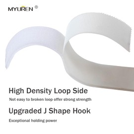 Sew on Hook and Loop Strips 1in x 5yd | Easy to Sew | Excellent Grip | Non-Adhesive Back Nylon Strips Fabric Fastener Non-Adhesive Interlocking Tape for Clothing Sewing Crafts and DIY Projects, White