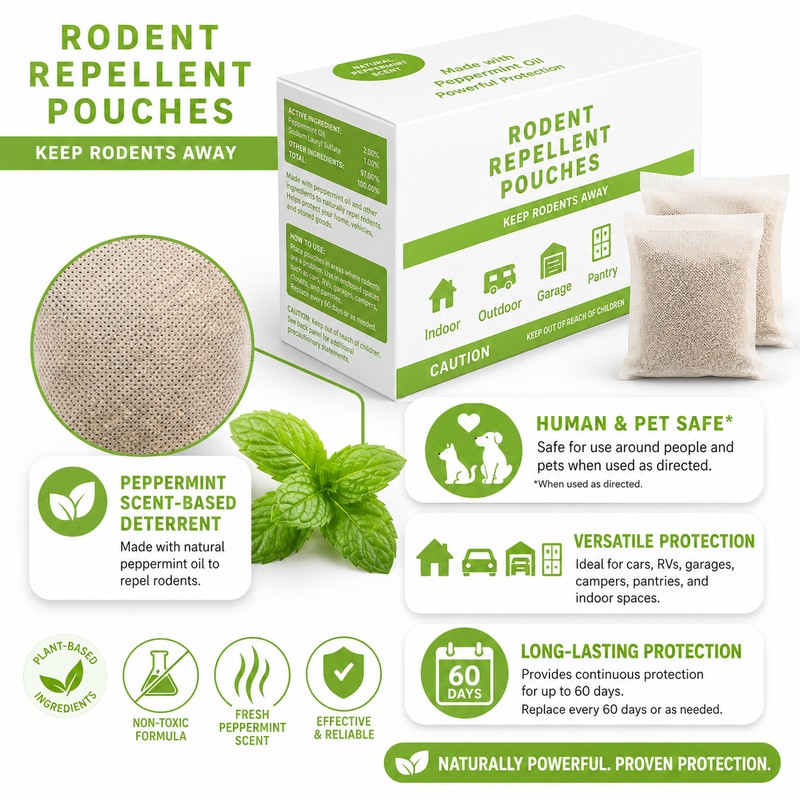 Peppermint Rodent Repellent Pouches for Home – 10 Pack Mouse