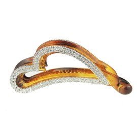 Tortoise Brown Extra Shining Square with Crystal Banana Hair Clip Heart