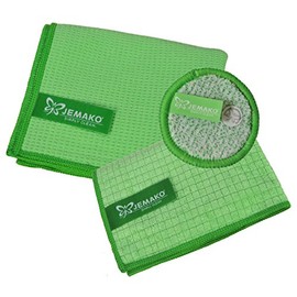 JEMAKO Set of 3 Dry Cloths Medium 45 x 60 cm Professional Cloth Small 35 x 40 cm Duopad Green Mini Diameter 9.5 cm (Green)