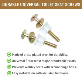 Universal Toilet Seat Bolts and Screws Replacement Kit, Heavy Duty Metal Fasteners with Plastic Nuts and Washers for Top Mount Toilet Seat Hinges, Compatible with Kohler, TOTO, American Standard
