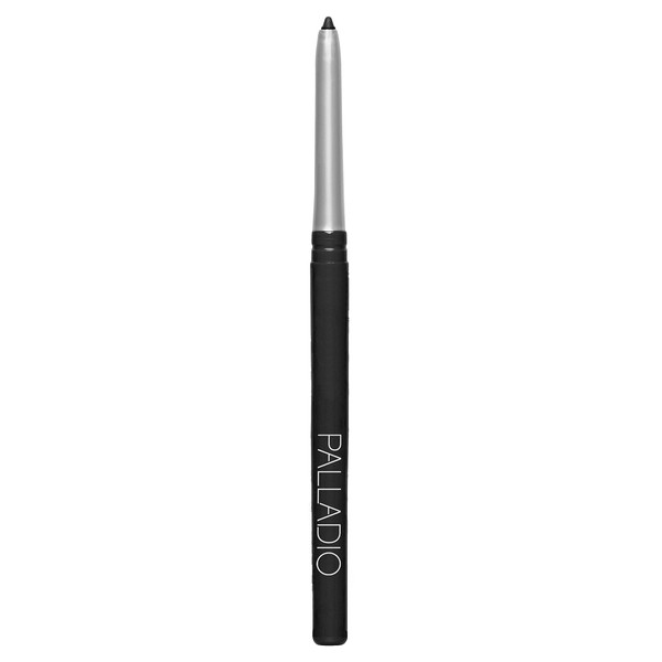 Palladio Retractable Waterproof Eyeliner, Richly Pigmented Color and Creamy, Slip Twist Up Pencil Eye Liner, Smudge Proof Long Lasting Application, All Day Wear, No Sharpener Required, Pure Black