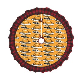 Gudetama Cute 30 Inch Christmas Tree Skirt Red and Black Buffalo Plaid Edge Decoration for Merry Christmas Farmhouse Winter Holiday Party Home Decoration Ornaments Indoor Outdoor