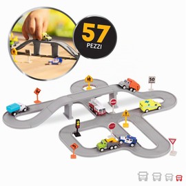 DRIVEN by Battat - Squadra cittadina sicura e pulita (57 pezzi) - Playset di auto giocattolo per bambini - Playset città da 57 pezzi - Binari collegabili - 3 anni +