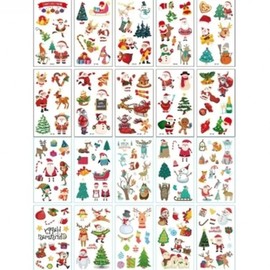 20 types of Christmas tattoo stickers, 10 types of Santa snowman party event C type / 크리스마스 타투스티커 20종 산타 눈사람 파티 이벤트 C타입 10종