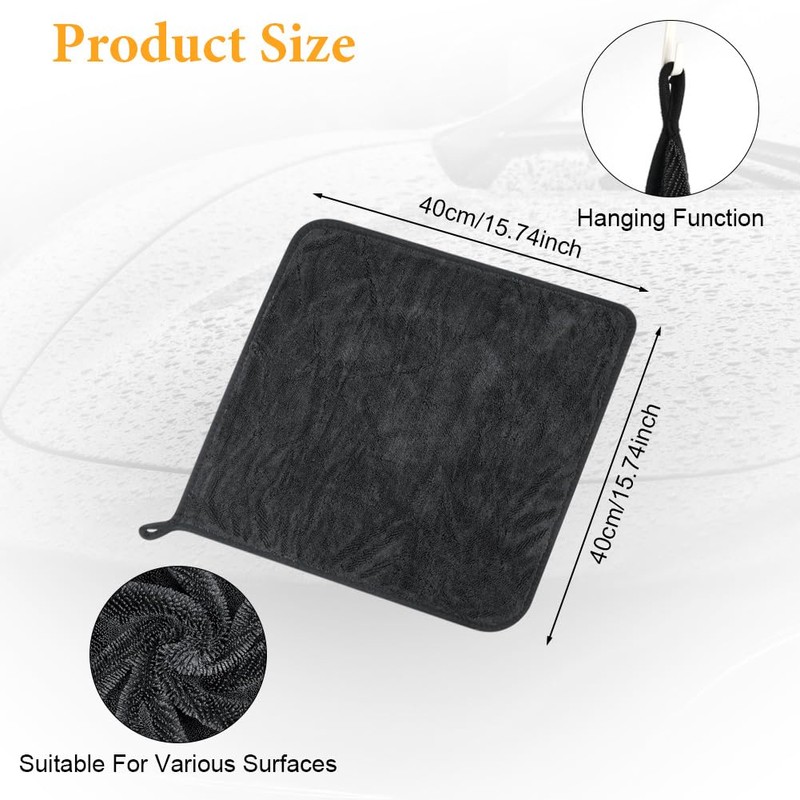 URAQT Microfibre Car Drying Cloth, 40 x 40 cm Microfibre