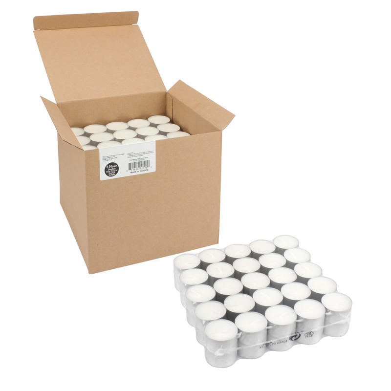 Stonebriar Bulk 50 Pack Unscented Smokeless Long Tea Light Candles
