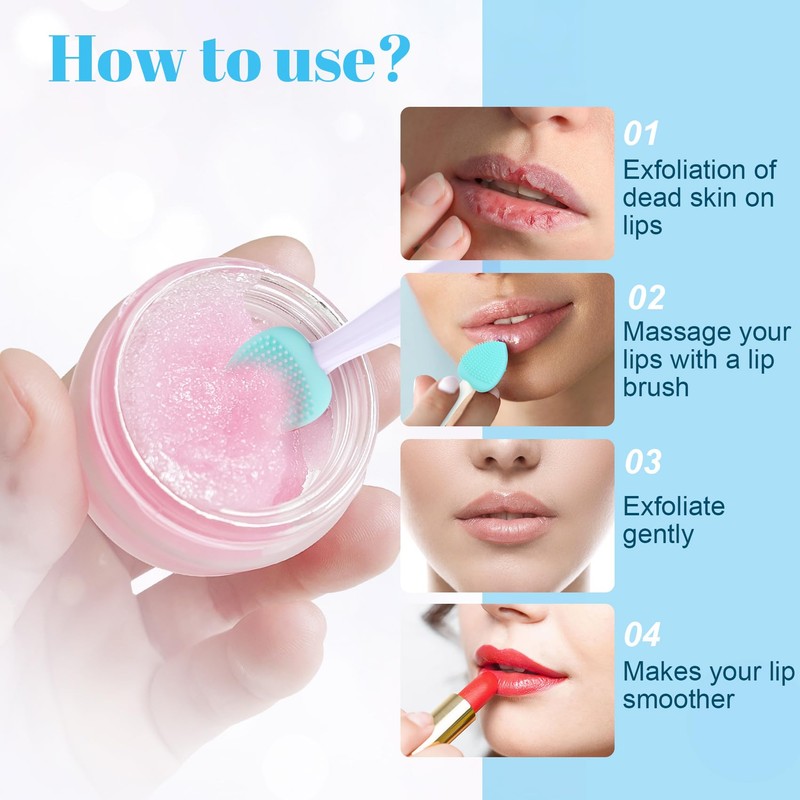 Winsyison 3pcs Silicone Lip Scrub Brush, Double-Sided Lip Exfoliator Brush