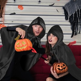 Capa Negra con Capucha, Largo Disfraz Vampiro, Halloween para Cosplay, Capa Halloween Unisex para Cosplay de Bruja Vampiro Mago, Disfraz Halloween Niño Adulto para Carnaval Fiesta Disfraces