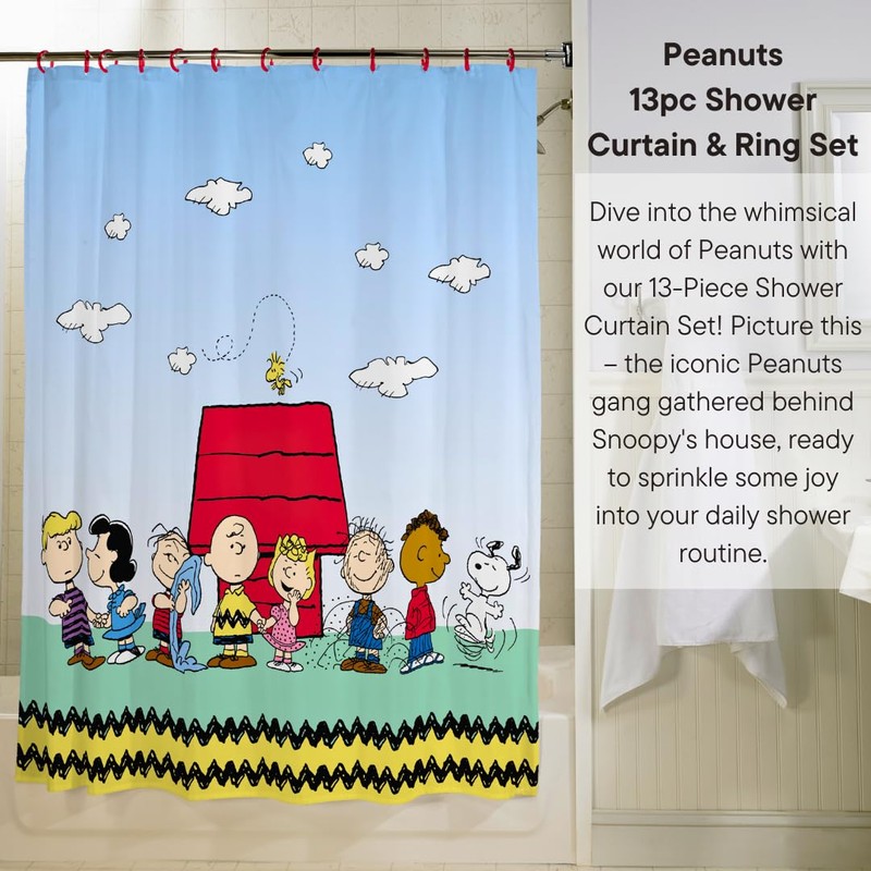 Franco Peanuts - Juego de 13 Cortinas de Ducha y