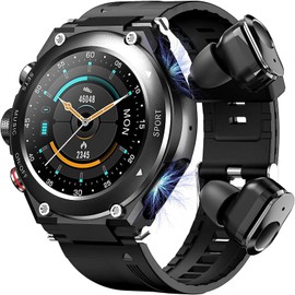 CISIYOO 2 in 1 Smart Watch mit Kopfhörer, intelligente Uhr mit integriertem Bluetooth, Lautsprecher, Fitness-Tracker, Lautsprecher, Aufnahme, Körperthermometer