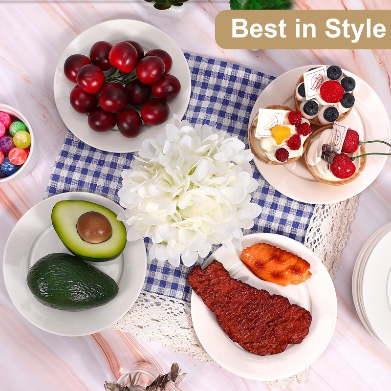 12 Pcs Porcelain Dessert Plates, 8 In Small Appetizer Plates,